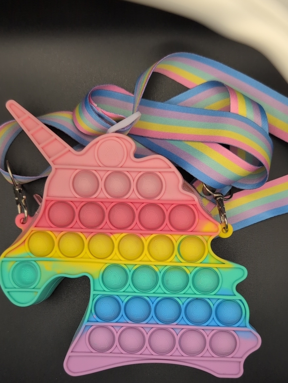 Kids Rainbow Unicorn Pop-It Crossbody Bag - Pastel Multicolor